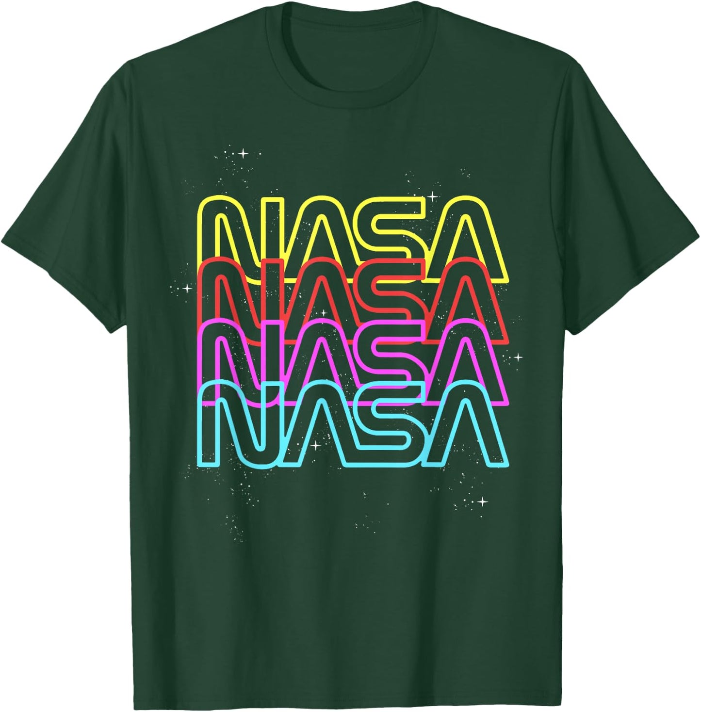 NASA Neon Rainbow Repeat Text Logo T-Shirt - T-Shirt | Forest