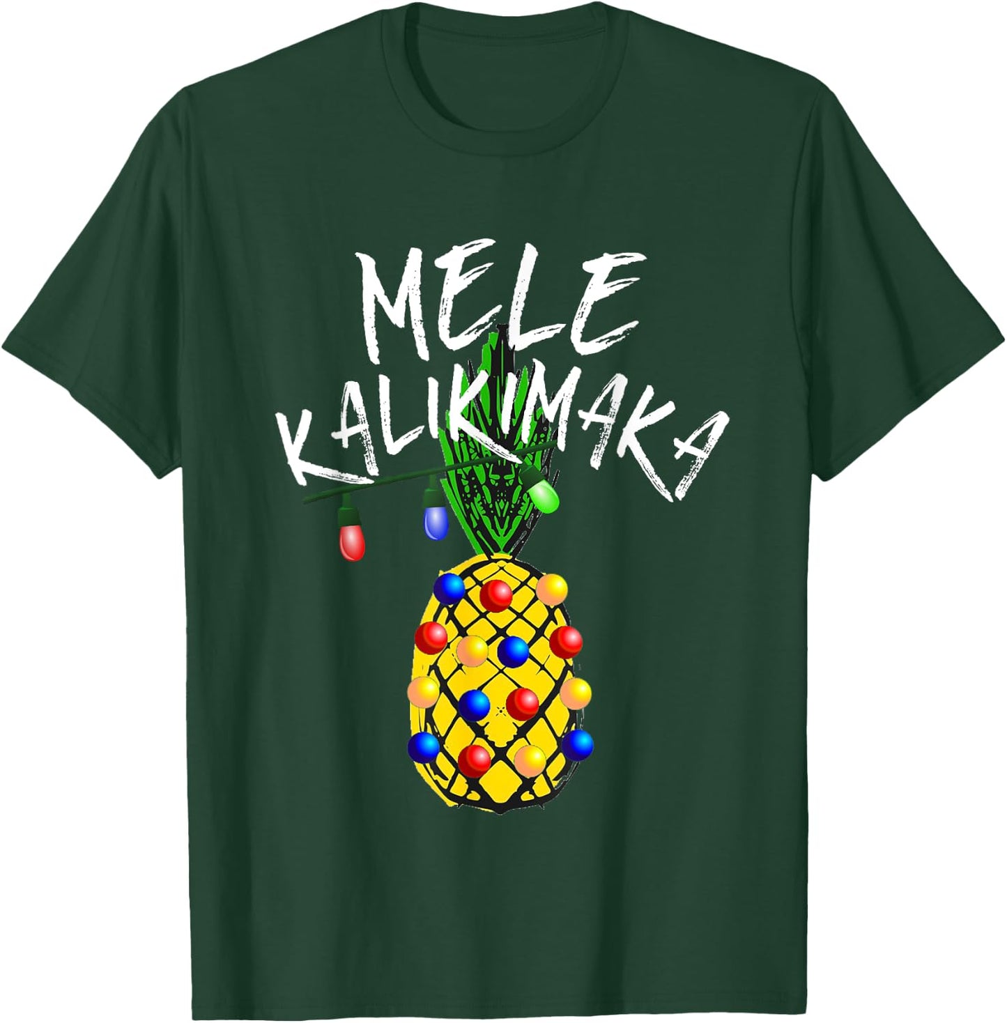 Mele Kalikimaka Pineapple Merry Christmas Hawaii T-Shirt - T-Shirt | Forest