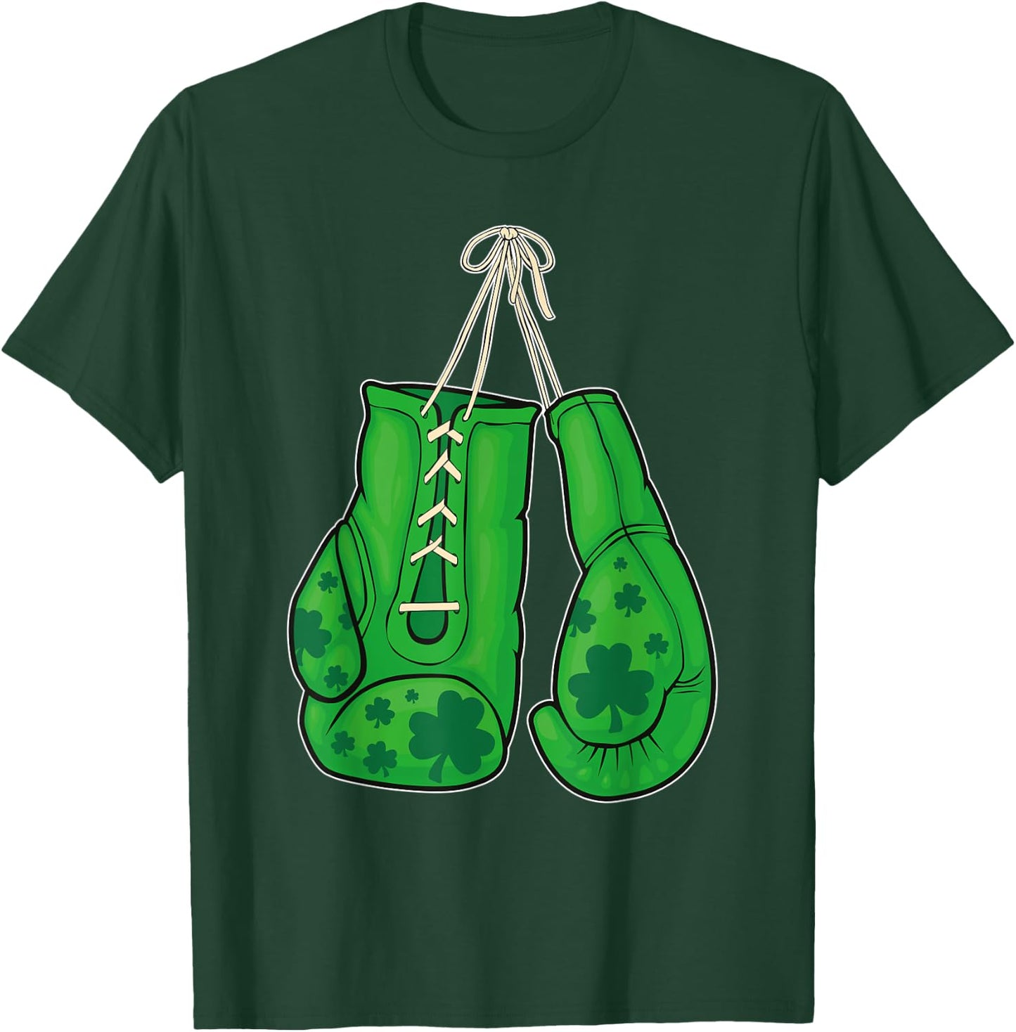 St Patricks Day Boxing Gloves Green Lucky Shamrock T-Shirt - T-Shirt | Forest