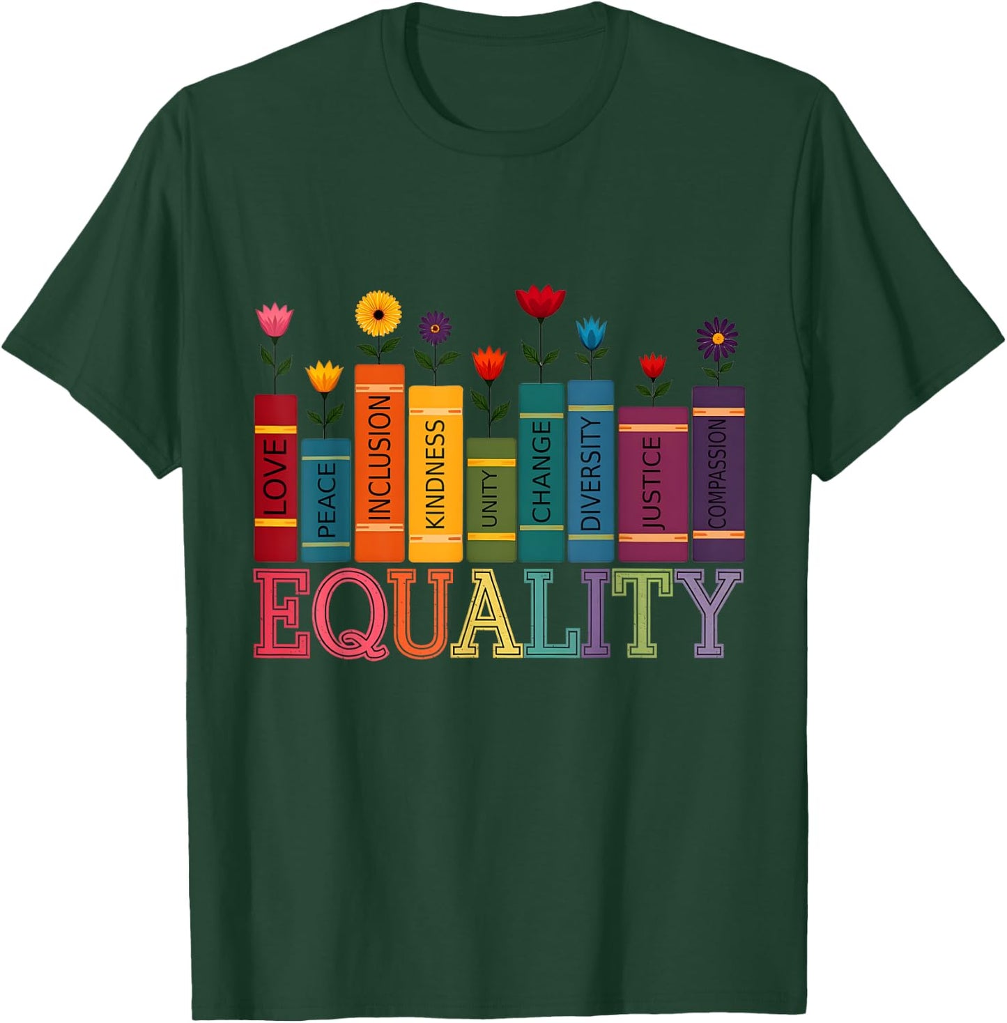 Floral Flower Book Equality Human Rights Women's Rights T-Shirt - T-Shirt | Forest