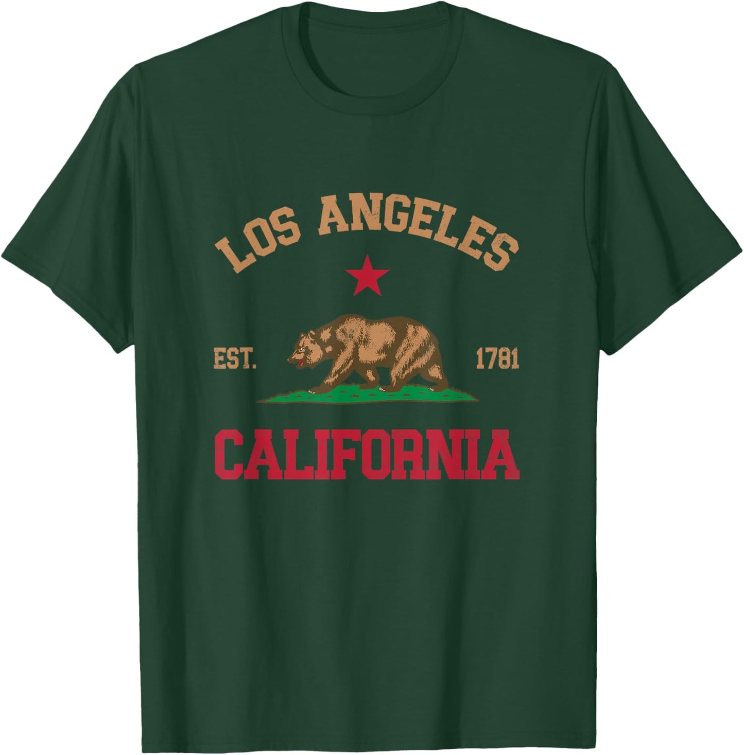 Los Angeles, California CA Designs -Adults , Black, Small, Short Sleeve T-Shirt - T-Shirt | Forest