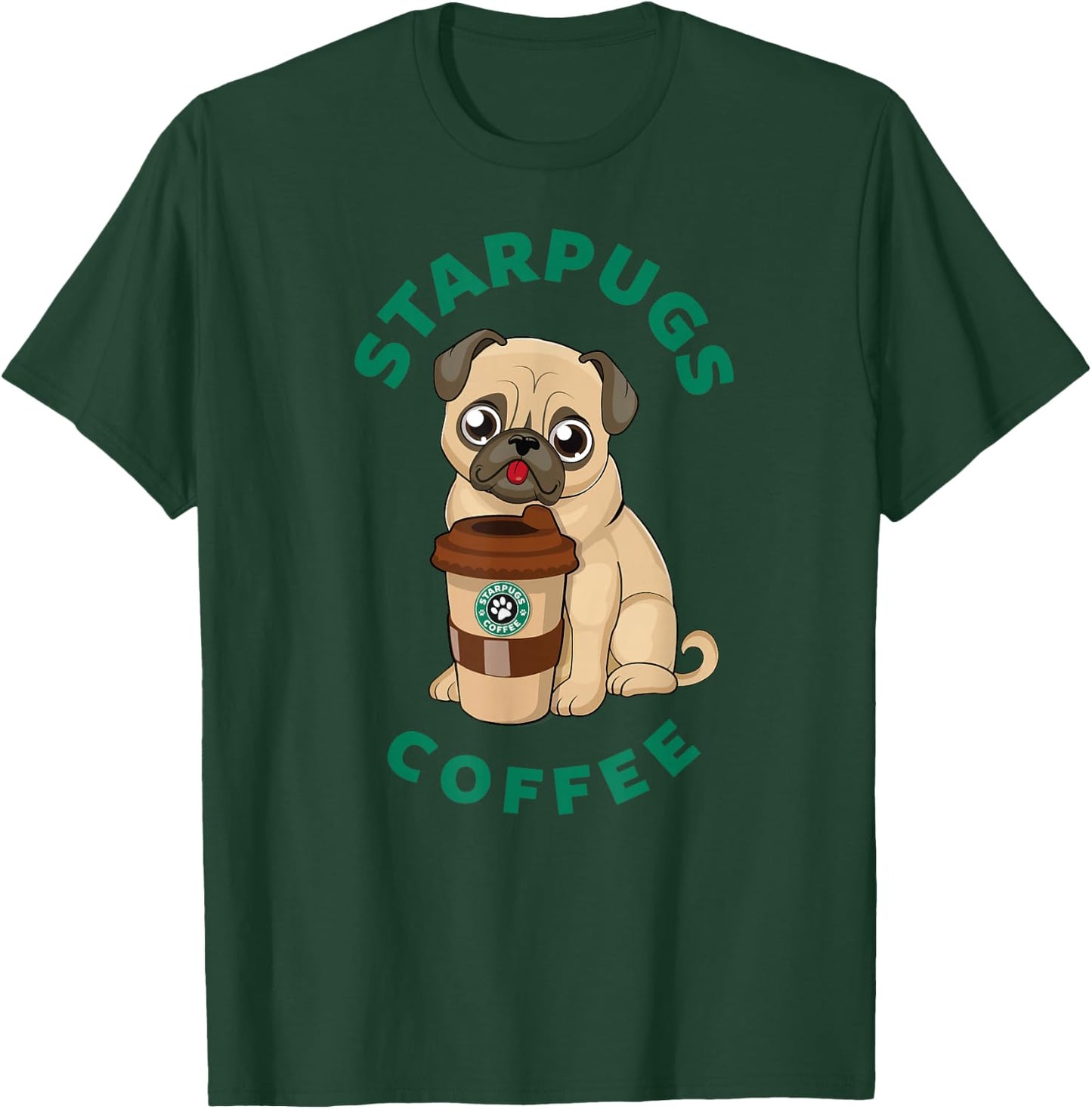 funny starpugs coffee t shirt Gift lover Puppy dogs pug T-Shirt - T-Shirt | Forest