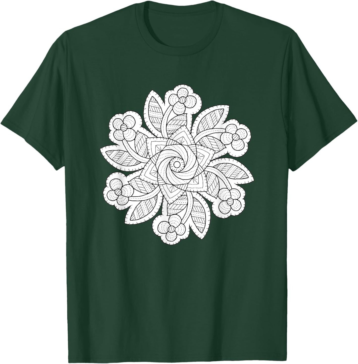 Quilted Mandala Coloring/Colorable T-Shirt - T-Shirt | Forest