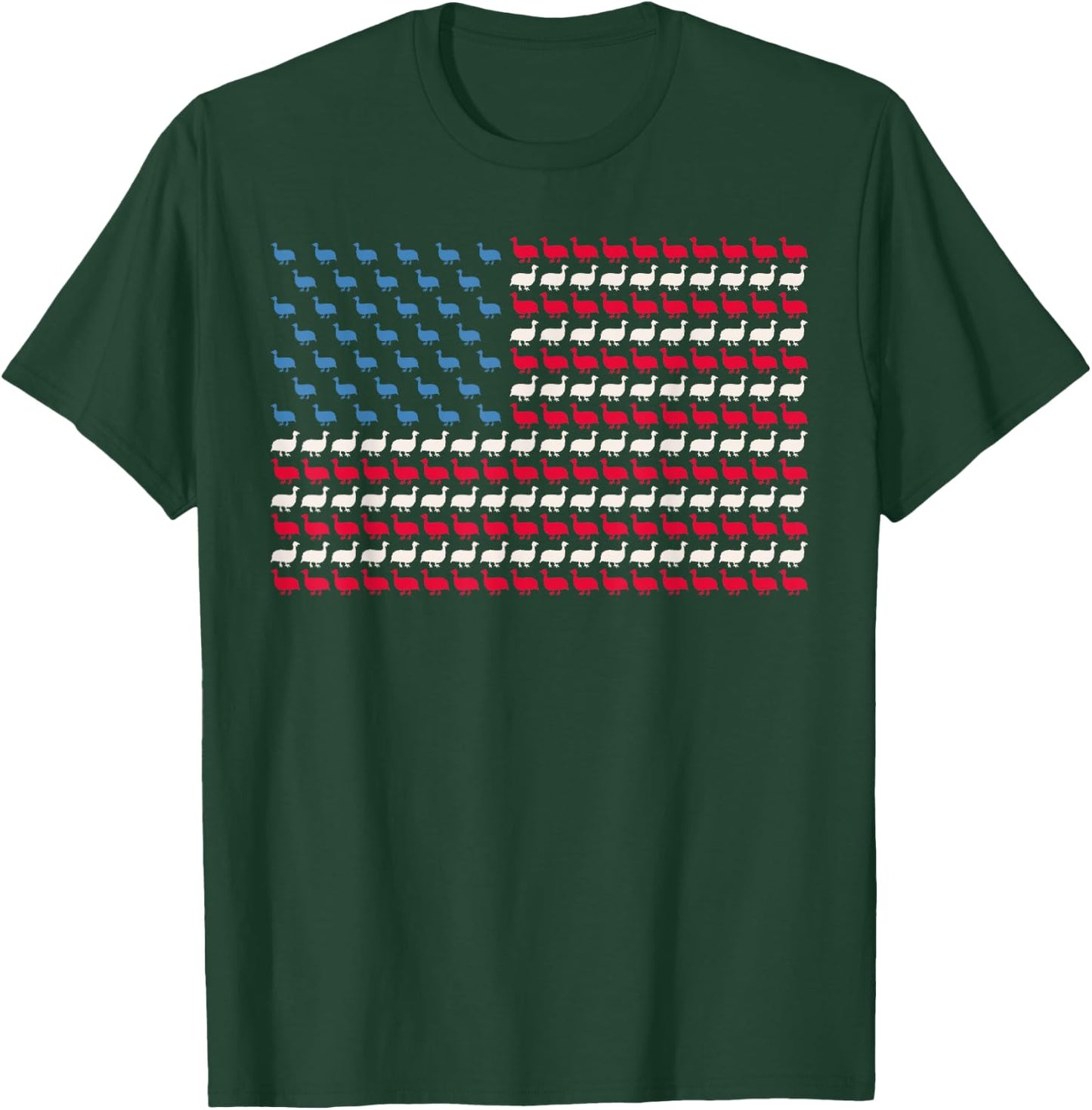 Guinea Fowl American Flag Pearl hen US 4th Of July USA Gift T-Shirt - T-Shirt | Forest