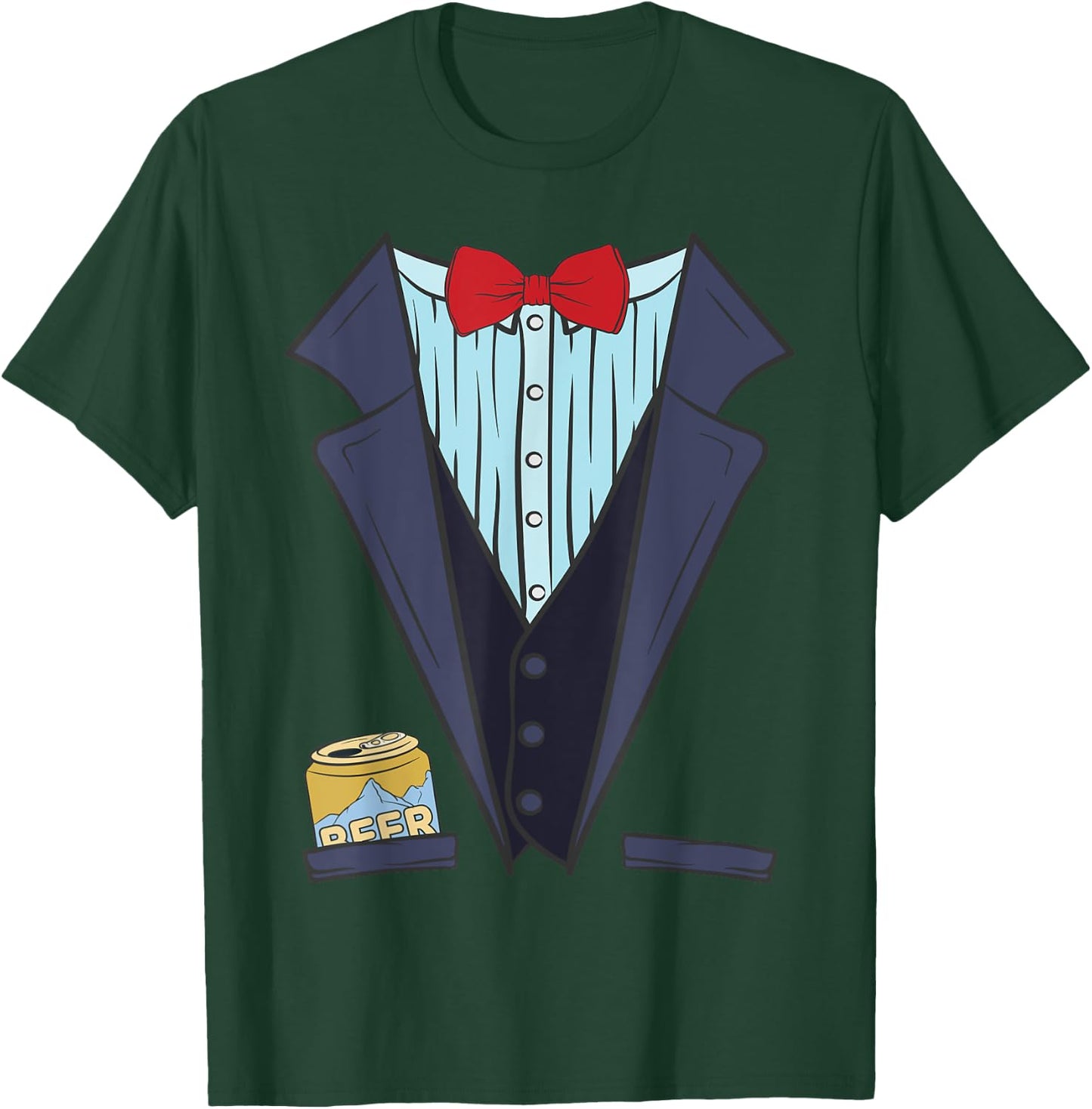 Bachelor Party Shirt for Best Man Beer Can Fake Tuxedo Shirt T-Shirt - T-Shirt | Forest