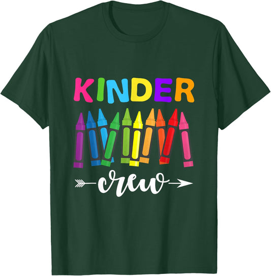 Kinder Crew Kindergarten Teacher 1st Day of School T-Shirt - T-Shirt | Forest