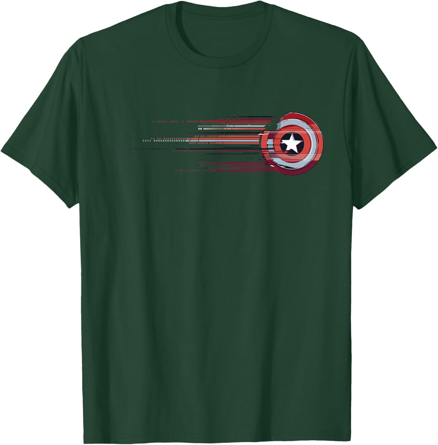 Marvel Captain America Shield Glitch Stripes T-Shirt - T-Shirt | Forest