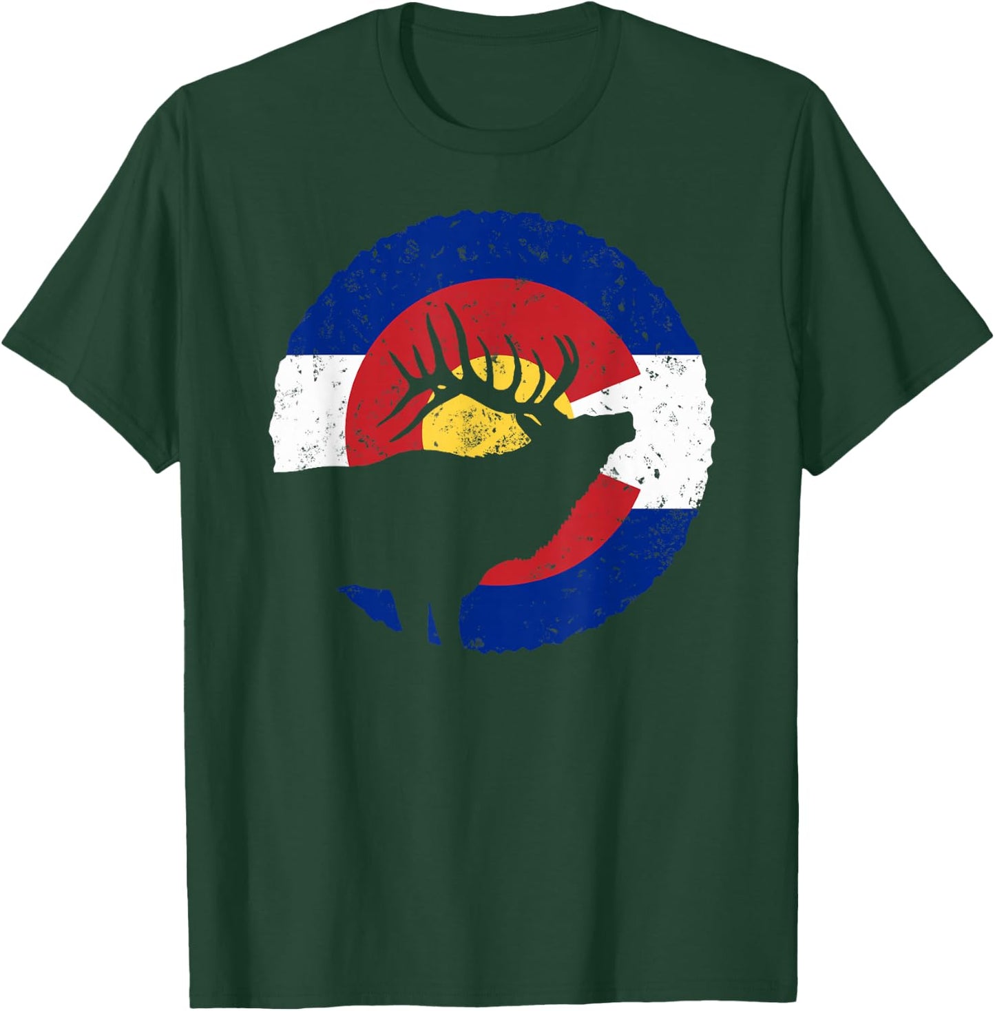 Colorado Elk Hunting: CO State Flag Hunter T-Shirt - T-Shirt | Forest