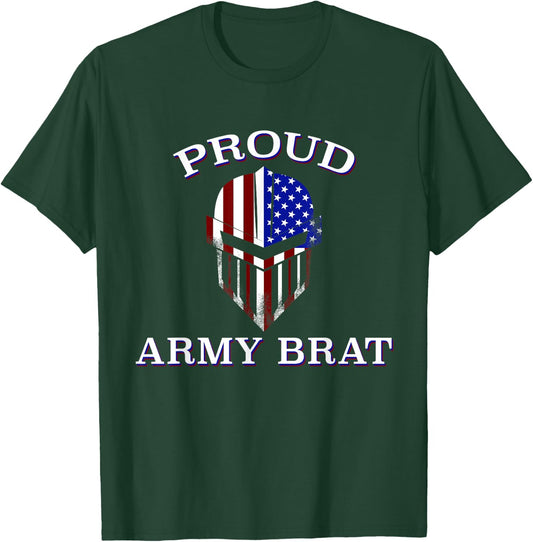 Proud Army Brat - American Flag Knight T-Shirt - T-Shirt | Forest