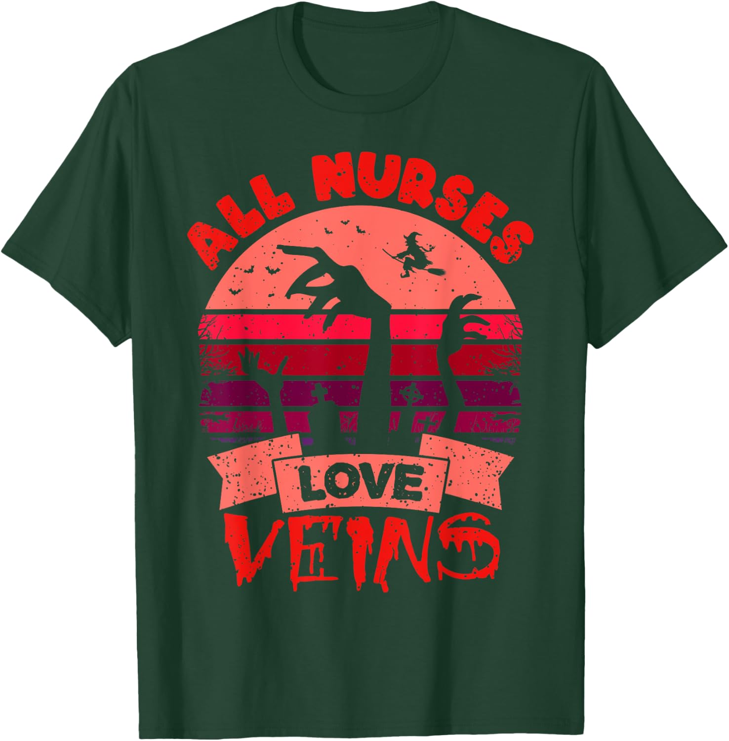 Funny Halloween Nurse Shirt All Nurses Love Veins Vampire T-Shirt - T-Shirt | Forest