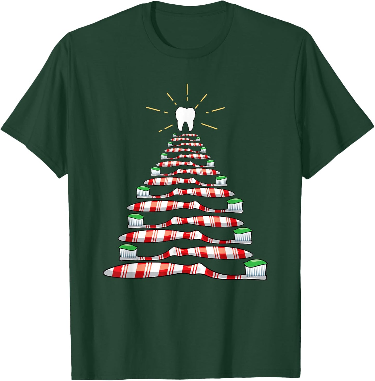Dental Christmas Tooth Brush Christmas Tree T-Shirt - T-Shirt | Forest