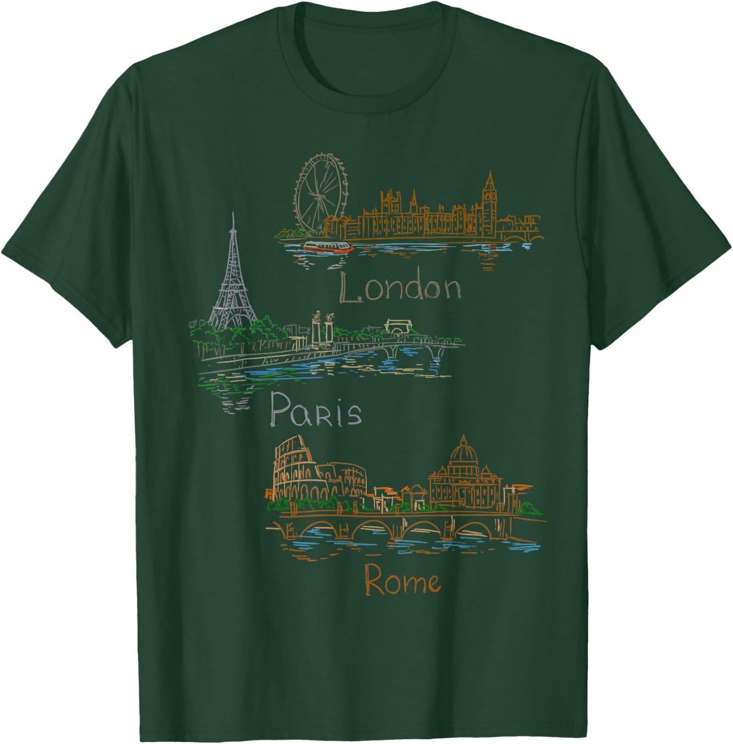 London Paris Rome Shirt T-Shirt - T-Shirt | Forest