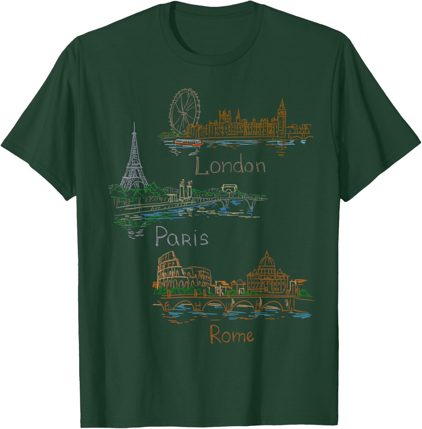 London Paris Rome Shirt T-Shirt - T-Shirt | Forest