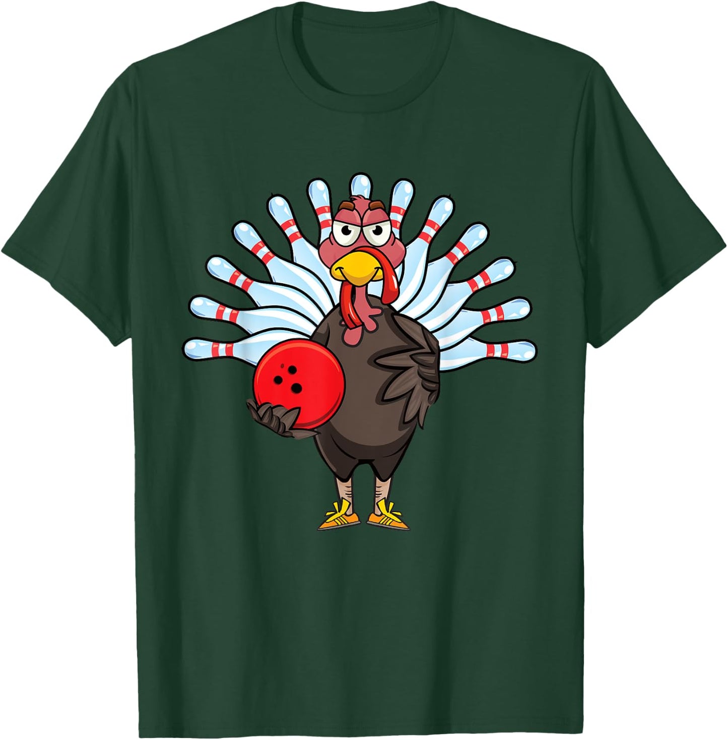 Thanksgiving Turkey Bowling Pin Matching Team Gift T-Shirt - T-Shirt | Forest