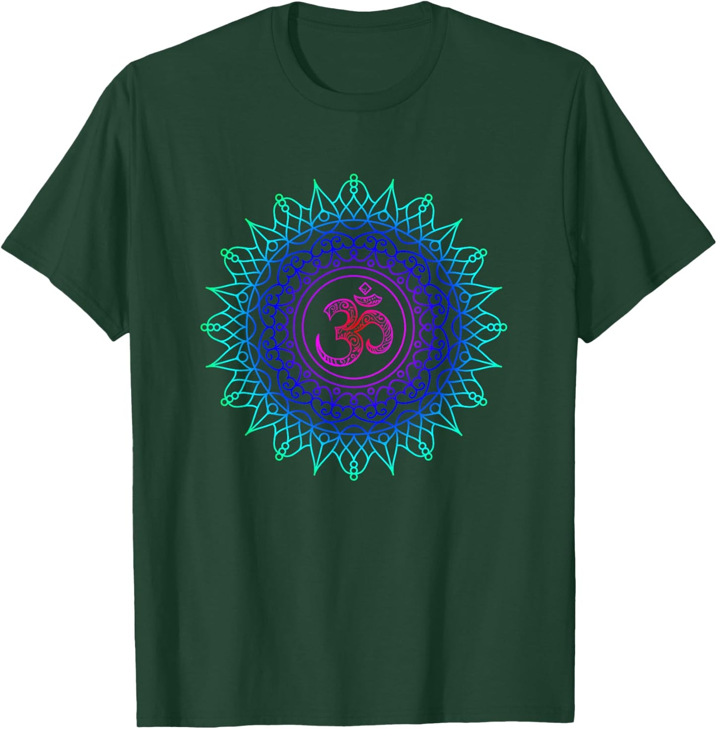 Om Mandala Rainbow | Spiritual New Age Buddhist Yoga T Shirt T-Shirt - T-Shirt | Forest