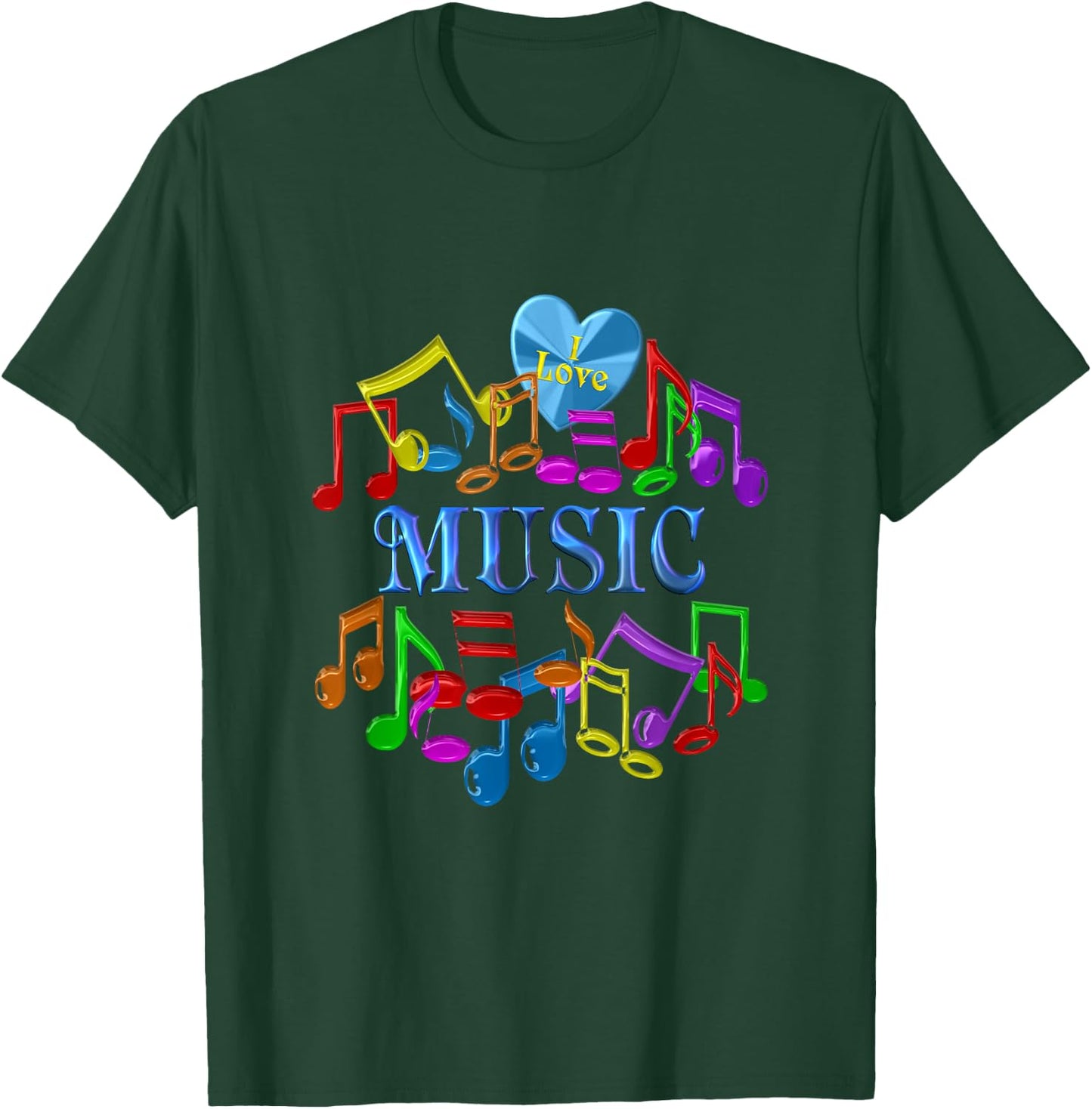 Colorful I Love Music T-Shirt - T-Shirt | Forest