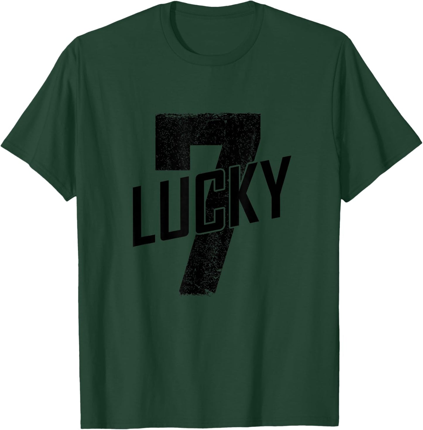 Lucky Seven Distressed in Black Lucky Number 7 T-Shirt - T-Shirt | Forest