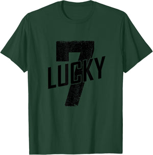 Lucky Seven Distressed in Black Lucky Number 7 T-Shirt - T-Shirt | Forest