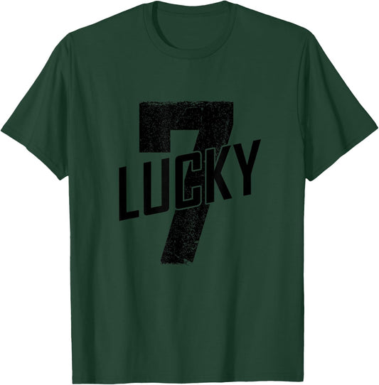 Lucky Seven Distressed in Black Lucky Number 7 T-Shirt - T-Shirt | Forest