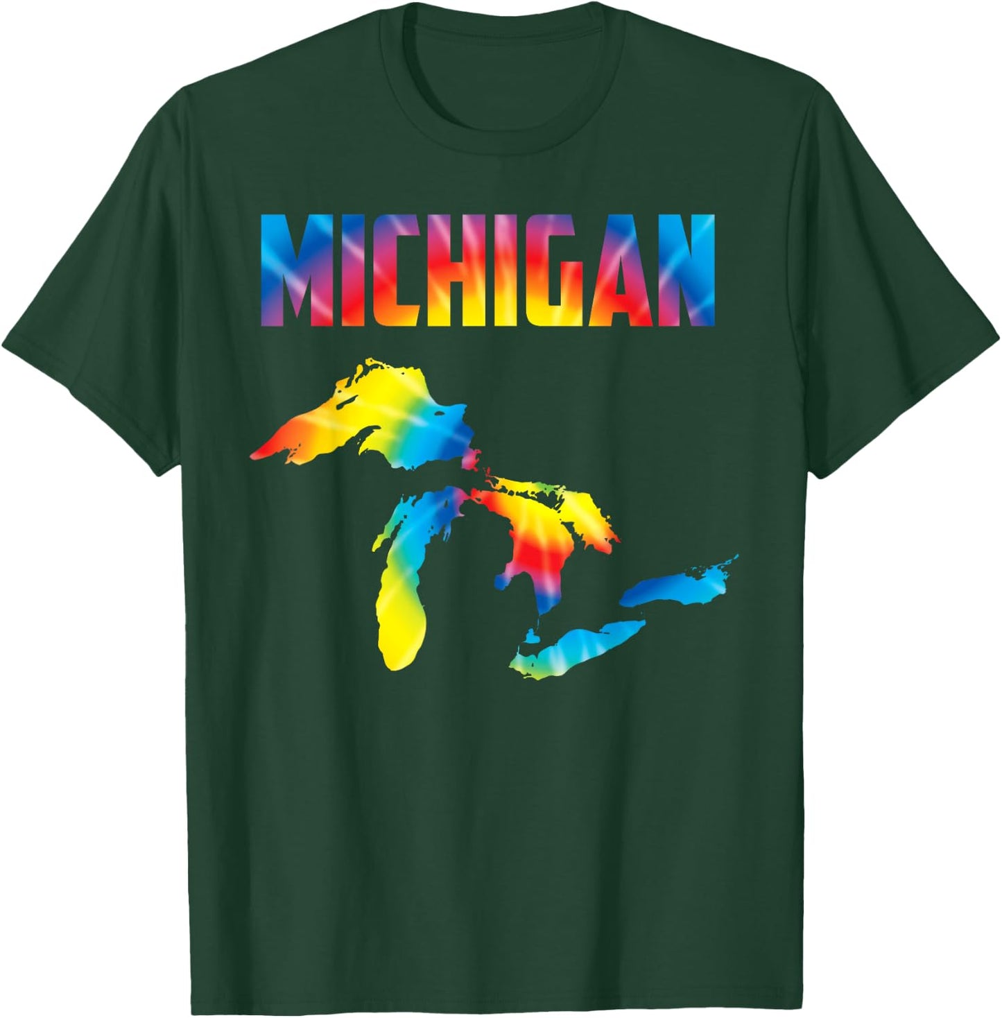 The Great Lakes Largest Water Retro Color Michigan MI Pride T-Shirt - T-Shirt | Forest