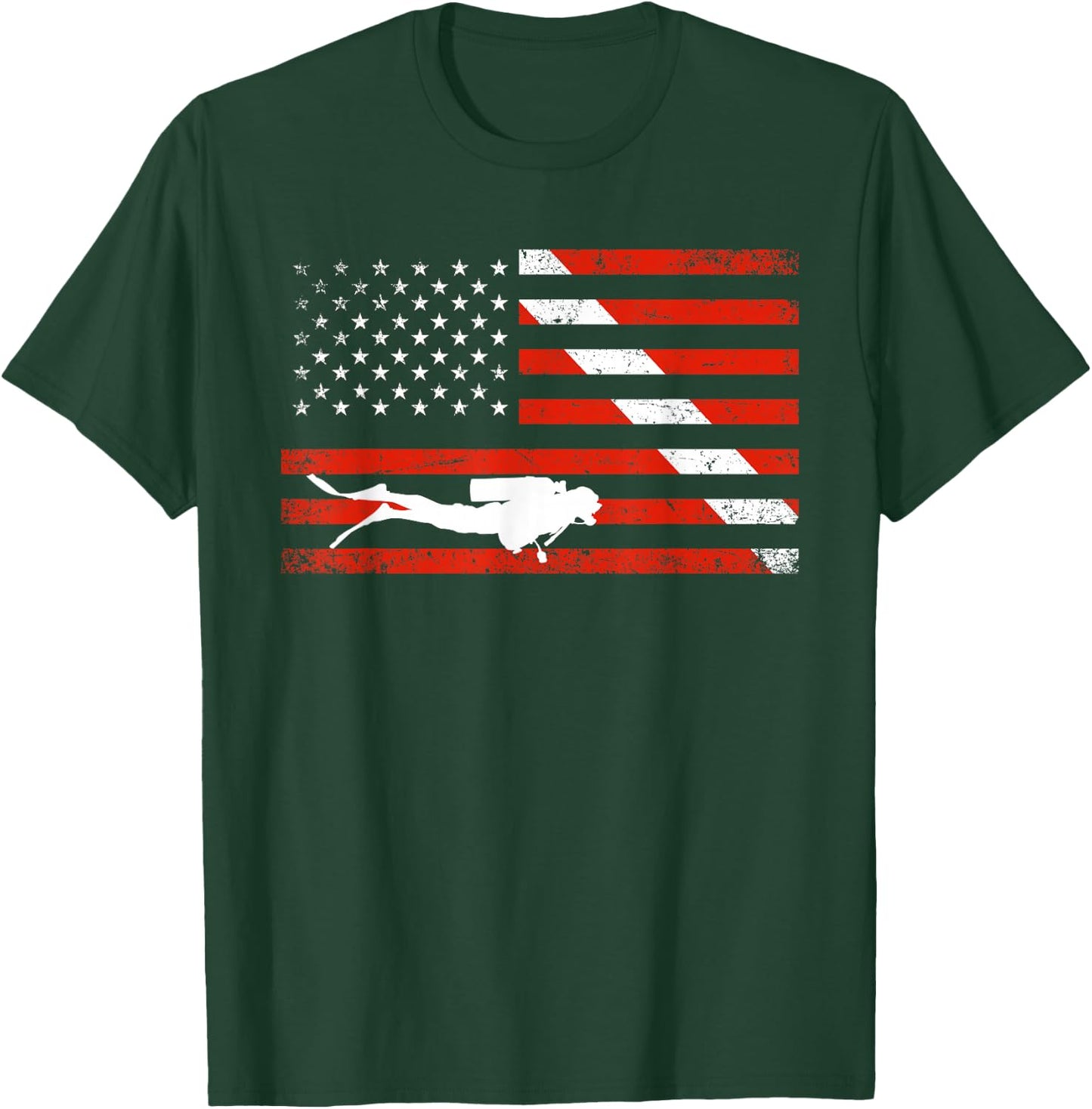 Diver Down Dive Flag Scuba Diving American Flag T-Shirt - T-Shirt | Forest