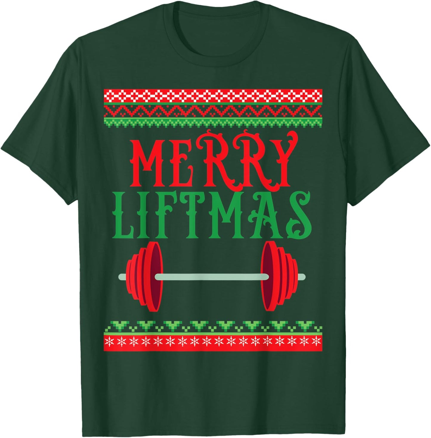 Awesome Merry Liftmas Weightlifting Christmas T-Shirt - T-Shirt | Forest