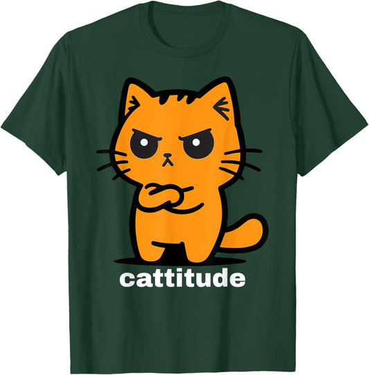 Orange Cat, Cattitude, Cat Lovers, Funny Angry Cat, Cute Men Women Kids T-Shirt - T-Shirt | Forest