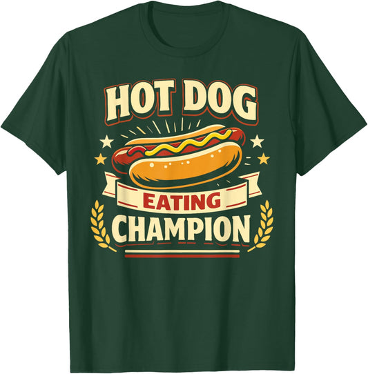 Hot Dog Adult Hot Dog Eating Champion T-Shirt - T-Shirt | Forest