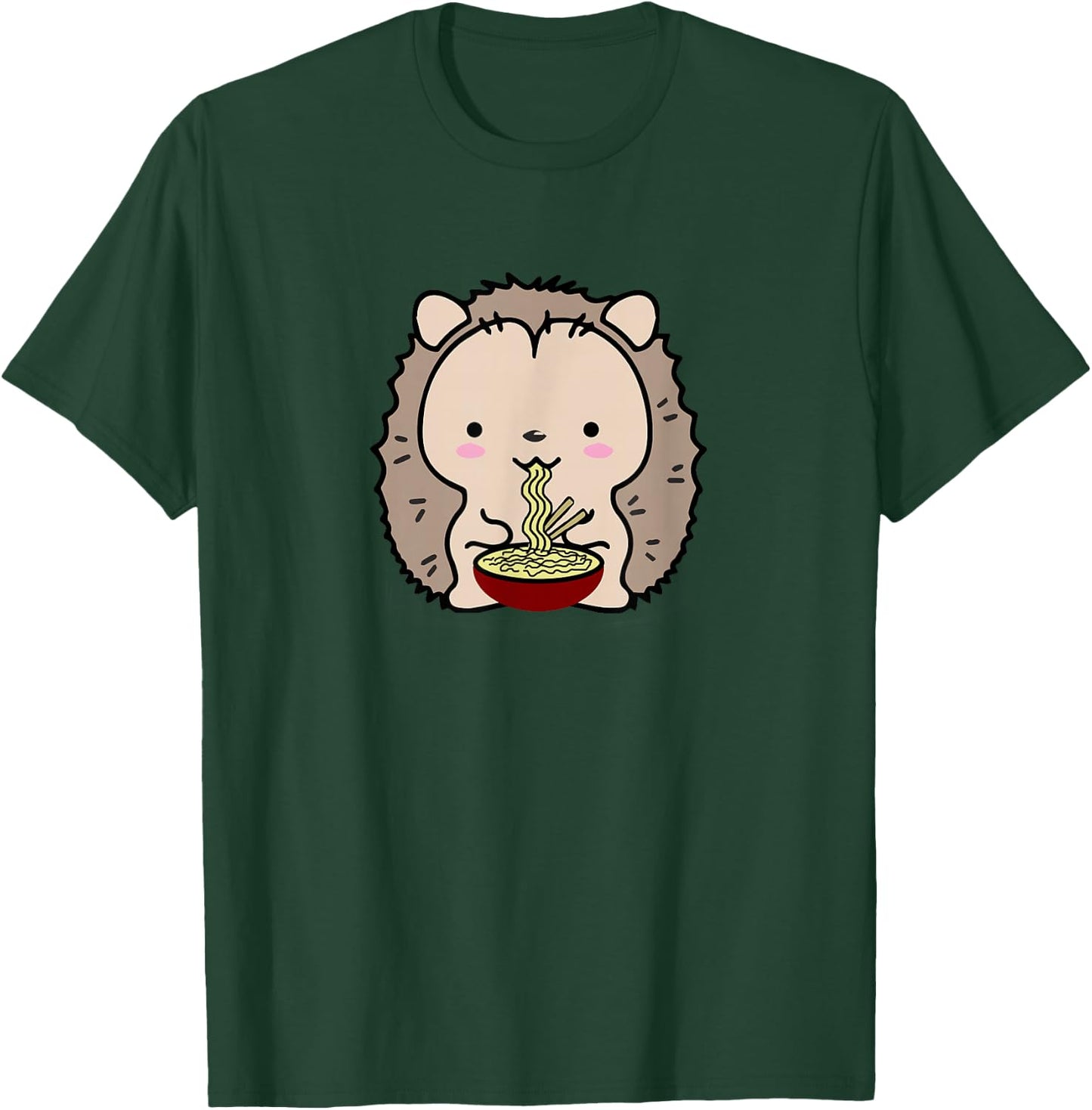 Hedgehog Eating Ramen Noodle Soup Cute Shirt T-Shirt - T-Shirt | Forest