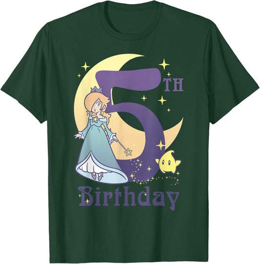 Super Mario Rosalina And Luma 5th Birthday Moon Portrait T-Shirt - T-Shirt | Forest