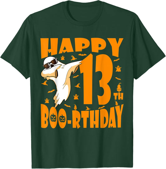 Dabbing Ghost Happy Birthday 13th Happy Boo-rthday Pumpkin T-Shirt - T-Shirt | Forest