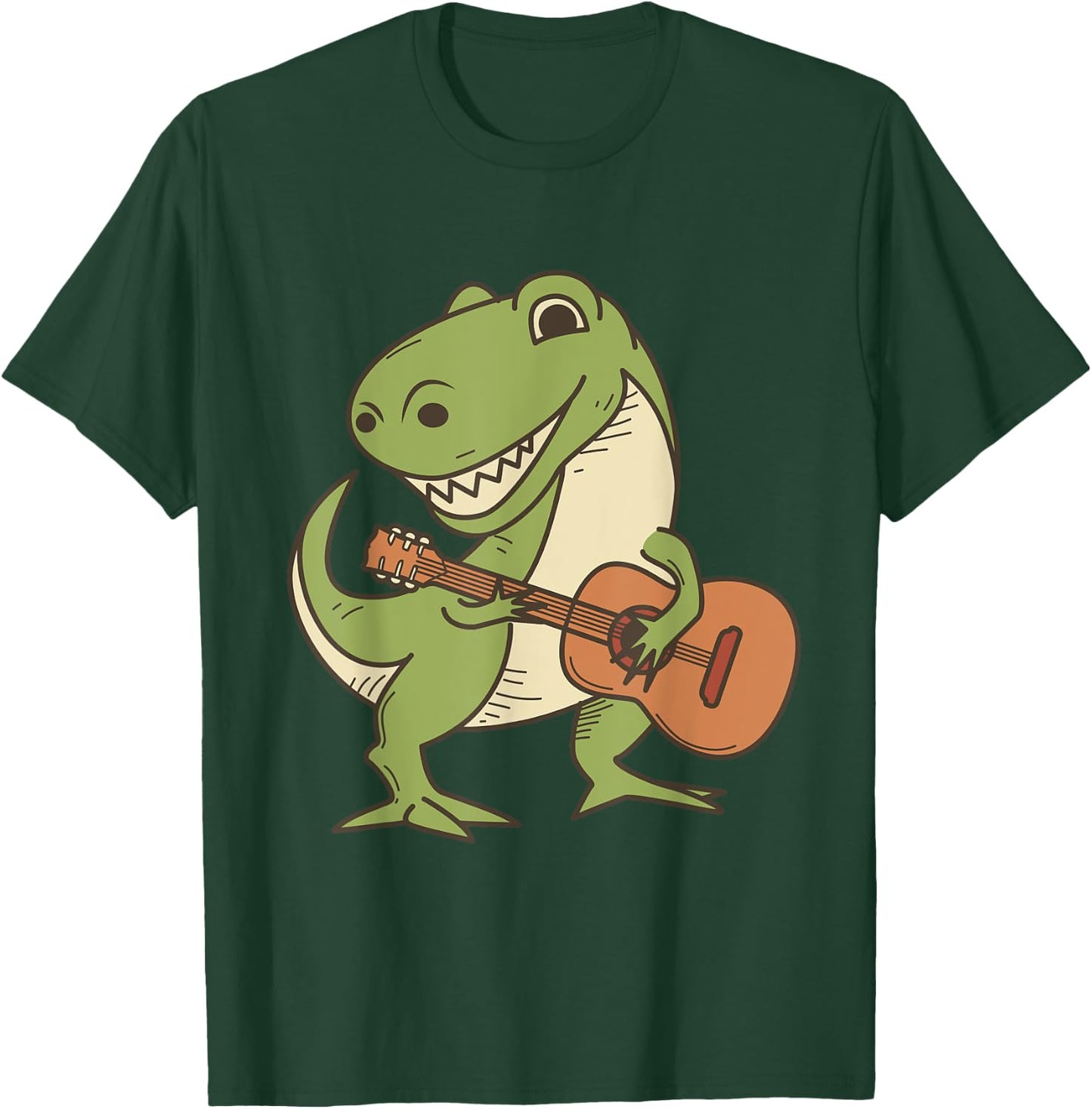 Dinosaur Playing Guitar Shirt | Cool Dino Music Lover Gift T-Shirt - T-Shirt | Forest