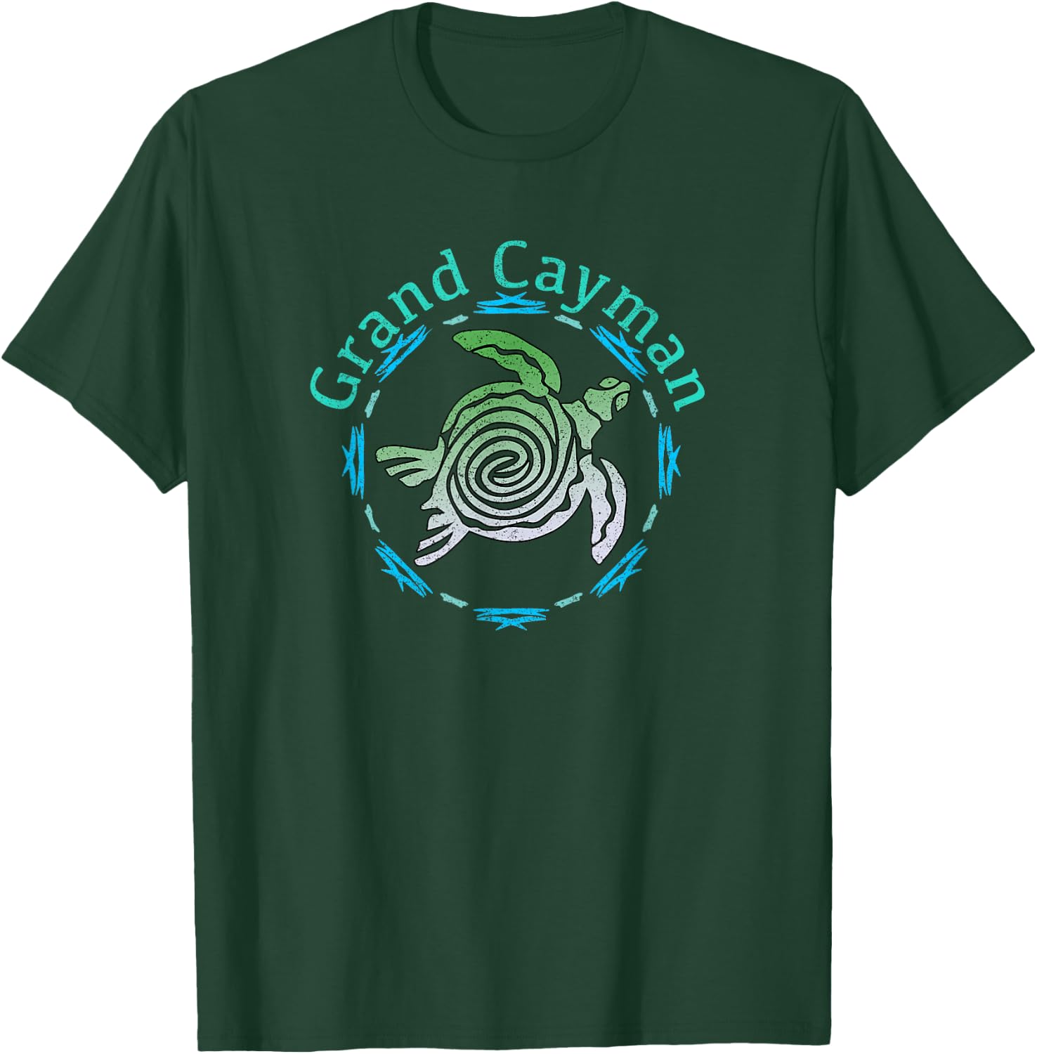 Grand Cayman Vintage Tribal Turtle Gift T-Shirt - T-Shirt | Forest