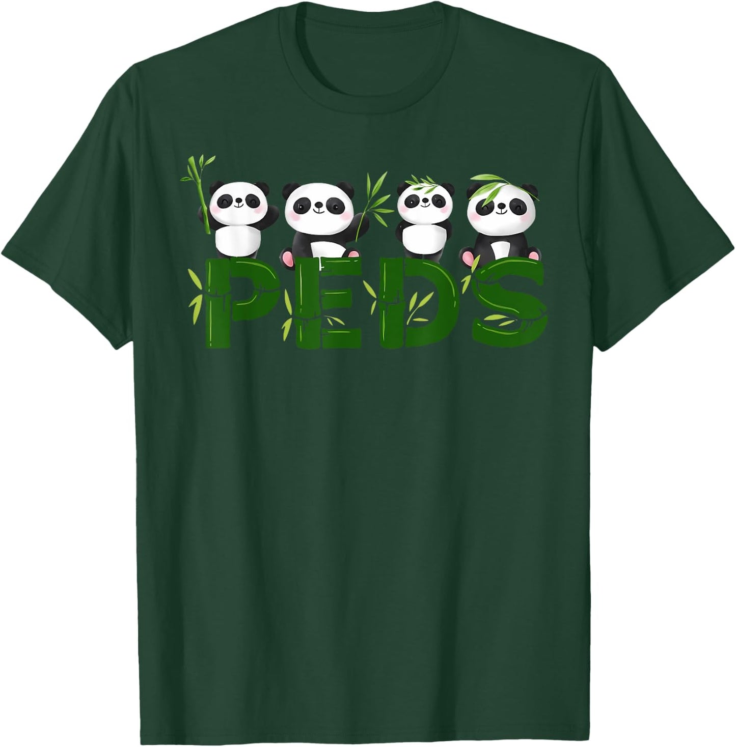 Panda Cute PEDS Nurse Peds Hem Onc Animals Pediatric Nurse T-Shirt - T-Shirt | Forest