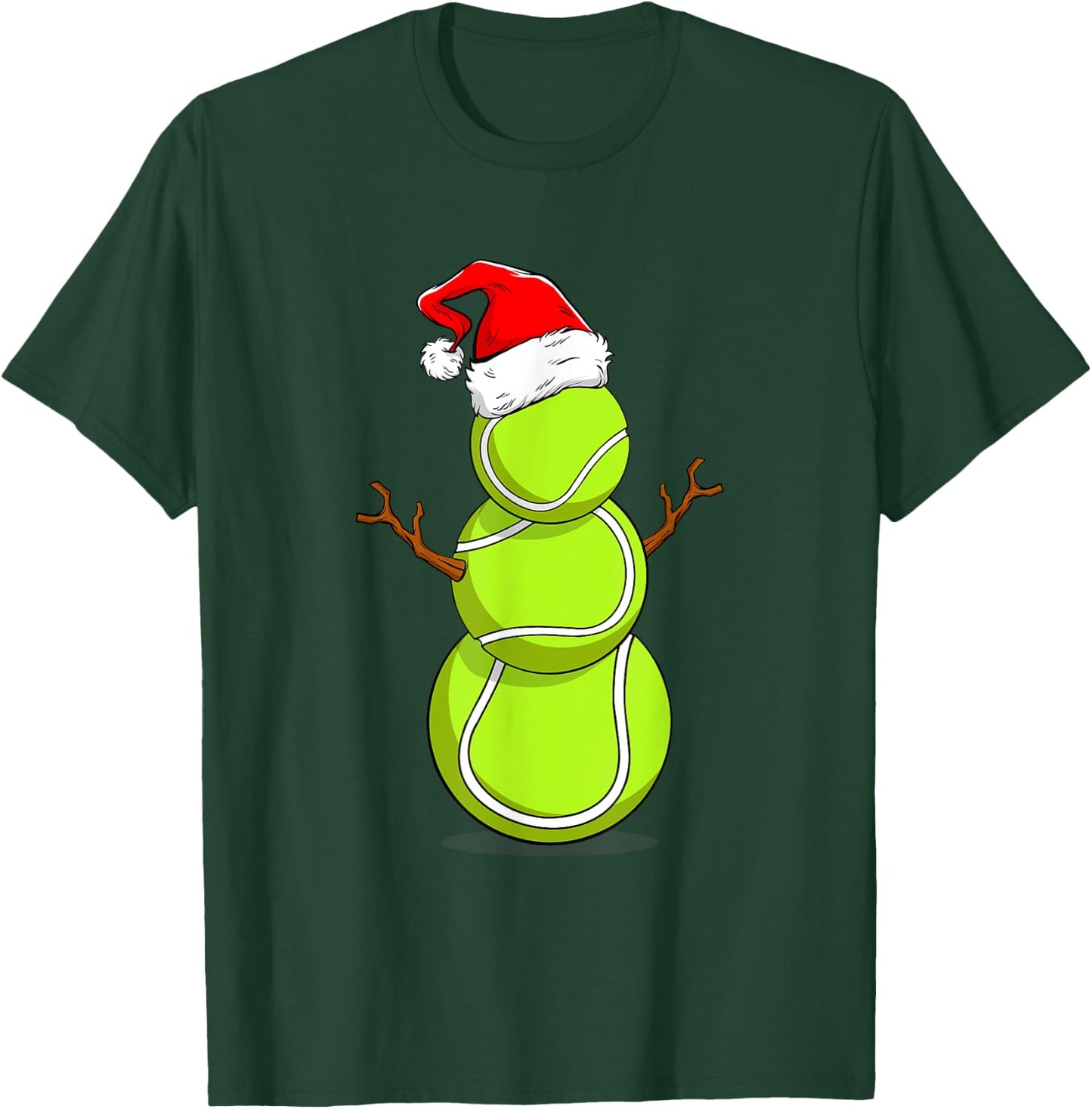 Funny Tennis Player Gift Snowman Christmas T-Shirt - T-Shirt | Forest