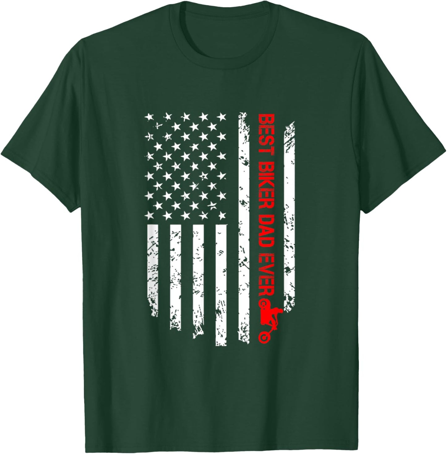 Best Biker Dad Ever American Flag Cool T-Shirt - T-Shirt | Forest