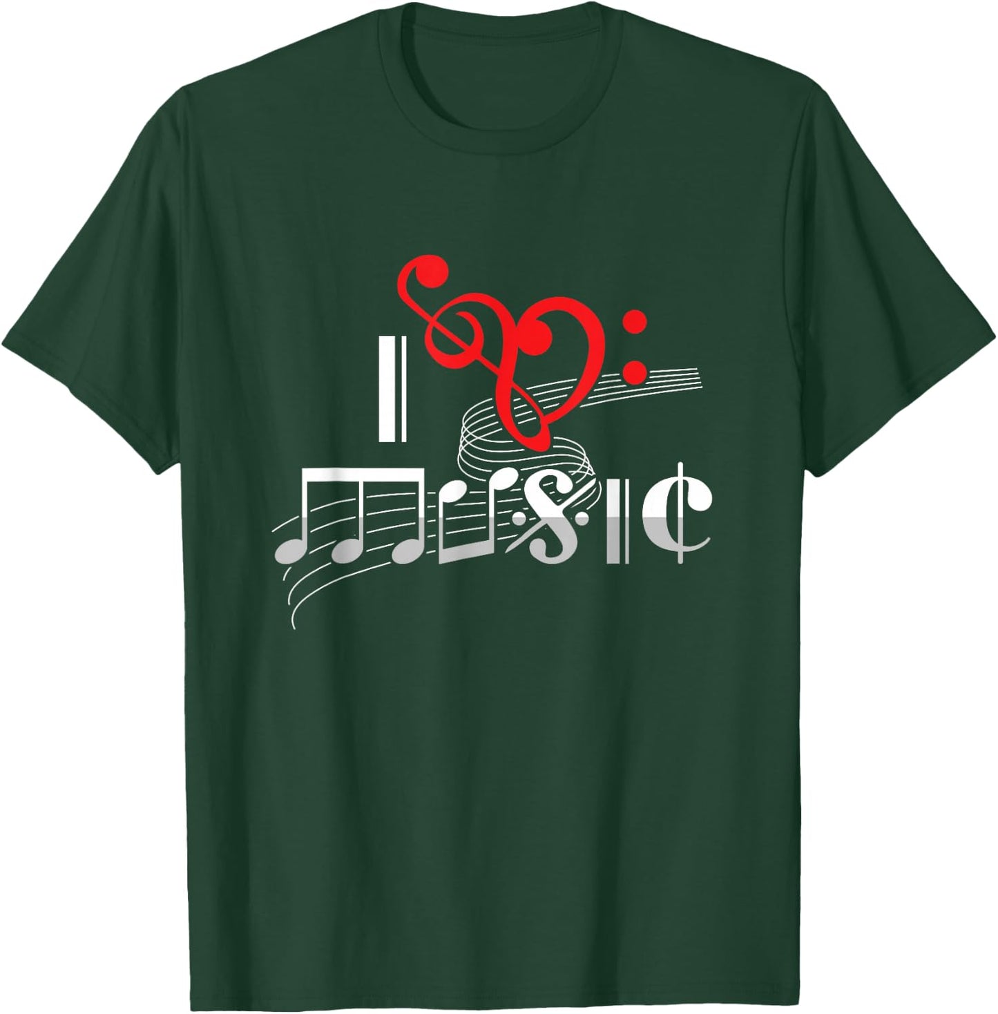 Music Lover Musician Instrumentalist I Love Music T-Shirt - T-Shirt | Forest