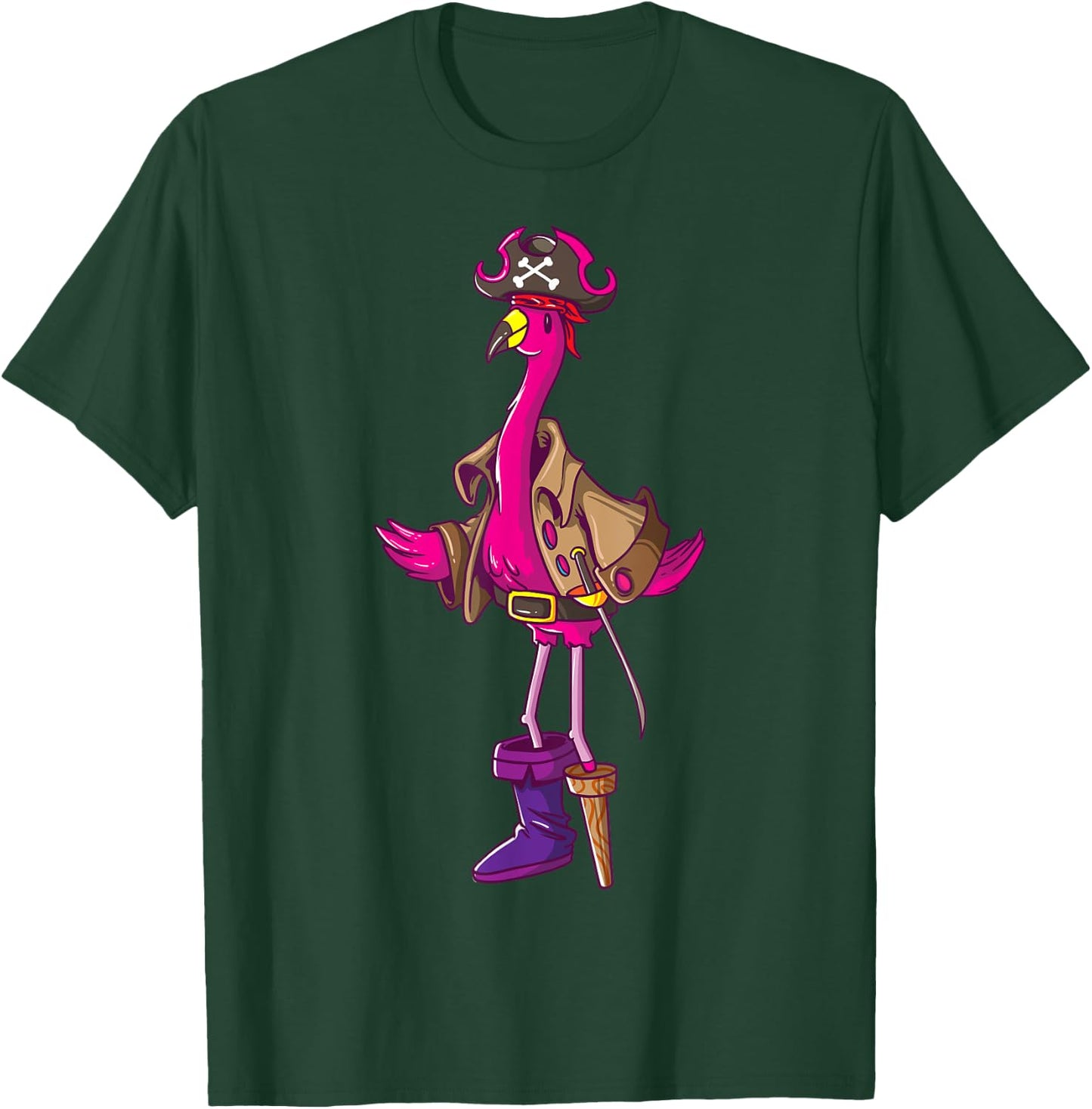 Pirate Pink Flamingo Halloween Party Girls Shirt Jolly Roger T-Shirt - T-Shirt | Forest