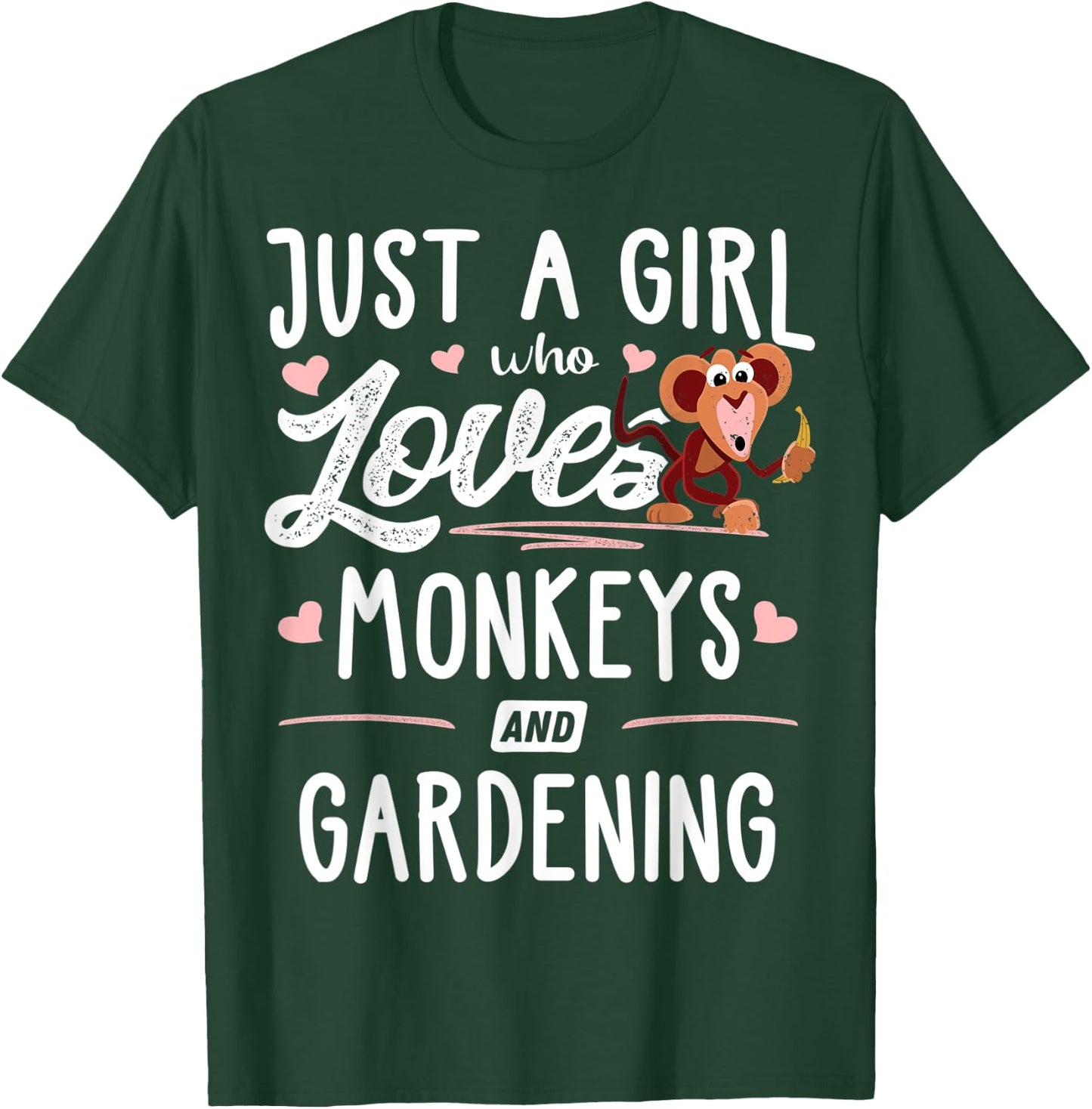 Just A Girl Who Loves Monkeys And Gardening Gift Women T-Shirt - T-Shirt | Forest