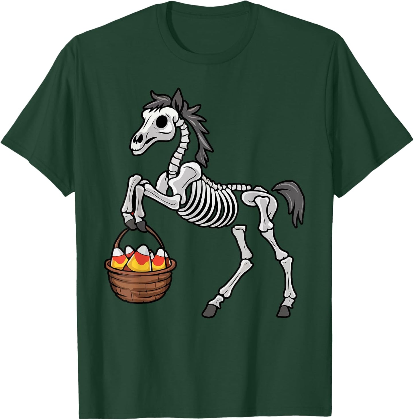 Funny Horse Lover Halloween Skeleton Spooky Candy Corn T-Shirt - T-Shirt | Forest