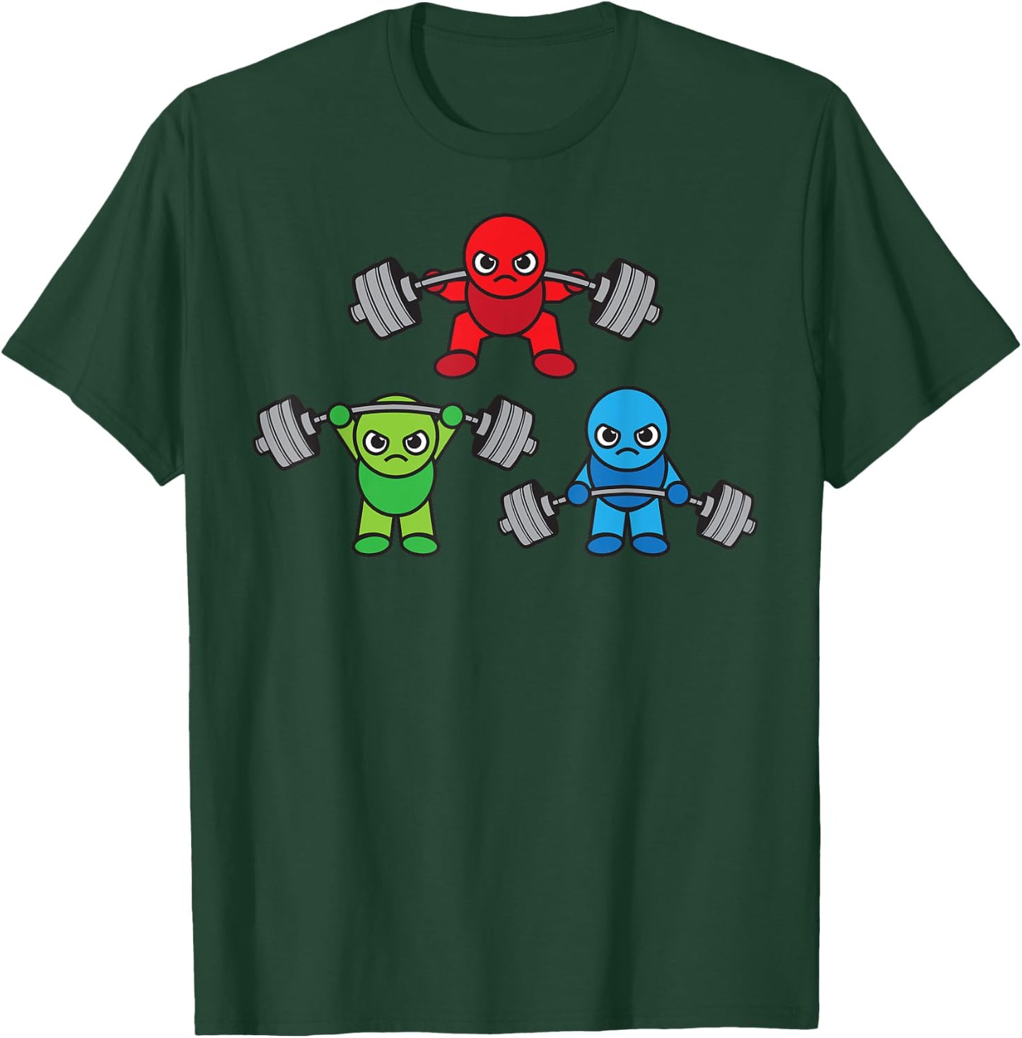 Weightlifting Cartoon Characters Gym T-Shirt - T-Shirt | Forest