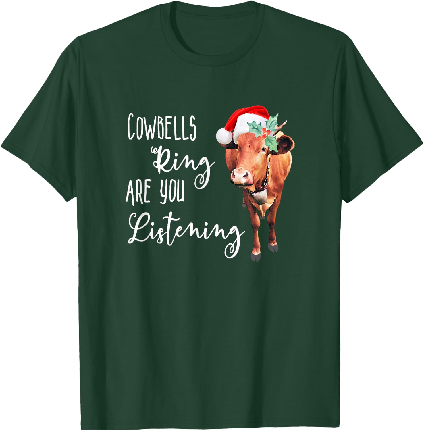 Christmas Heifer Cowbells Ring Vintage Country Gift T-Shirt - T-Shirt | Forest