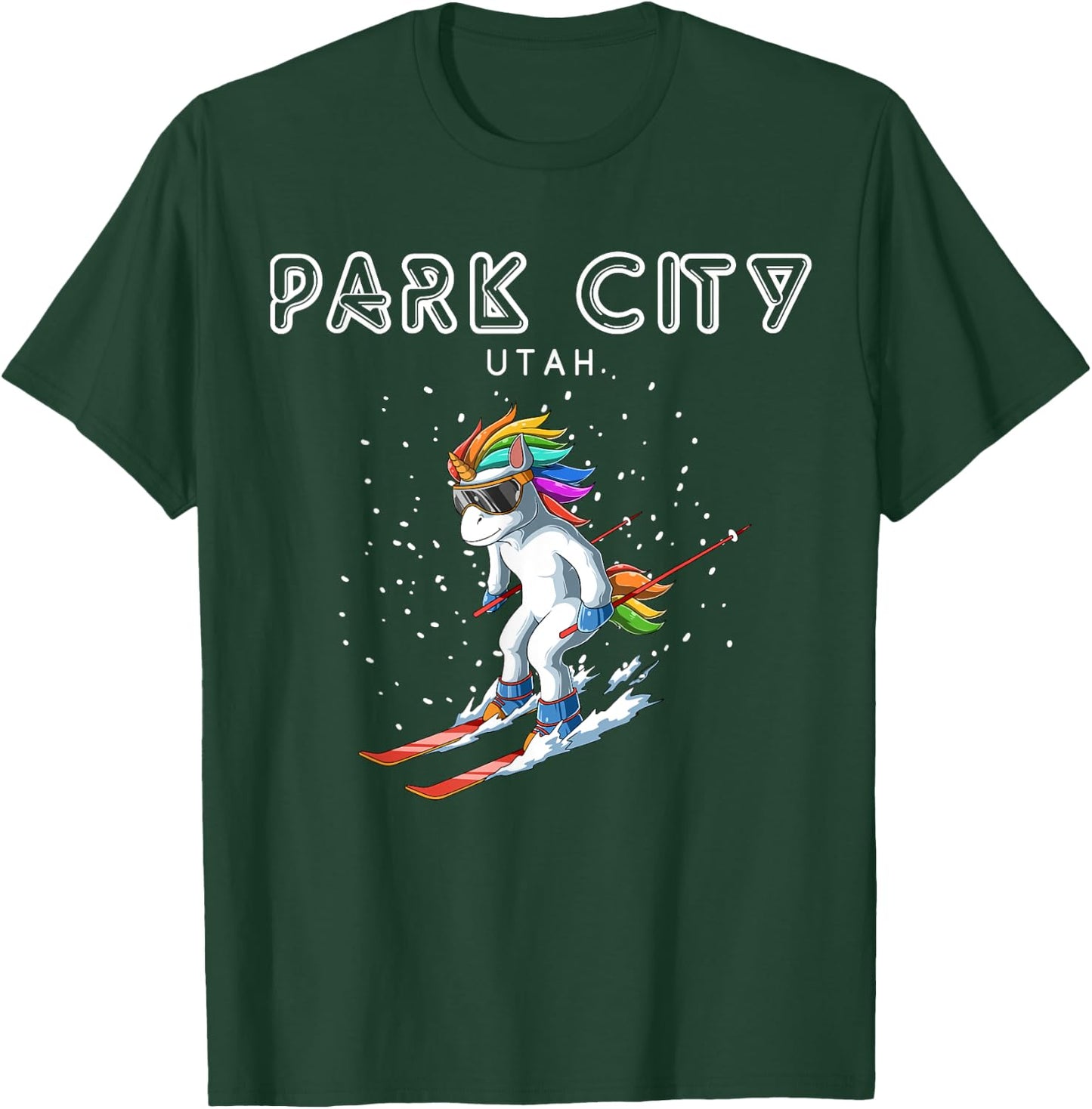 Park City Utah - Unicorn USA Ski Resort 80s Retro Gift T-Shirt - T-Shirt | Forest
