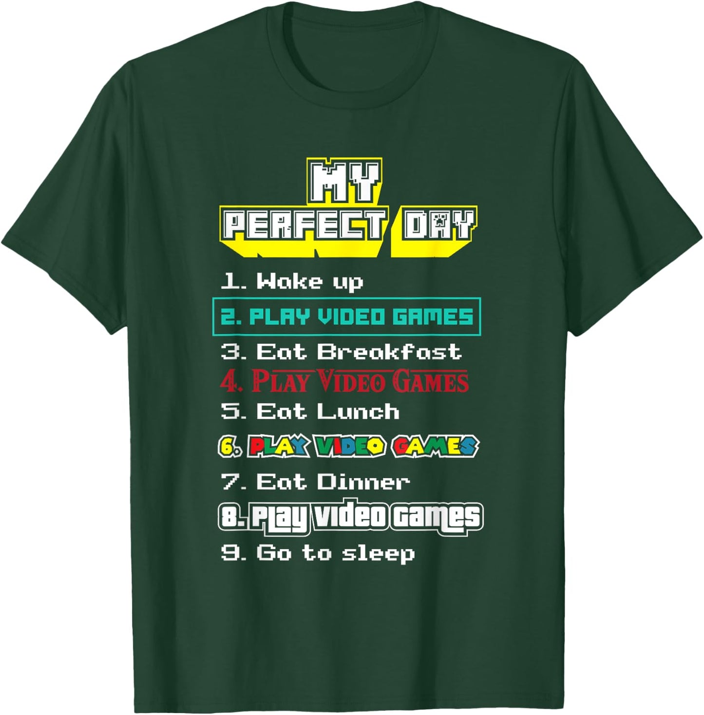 My perfect day video games - Gamer T-Shirt - T-Shirt | Forest
