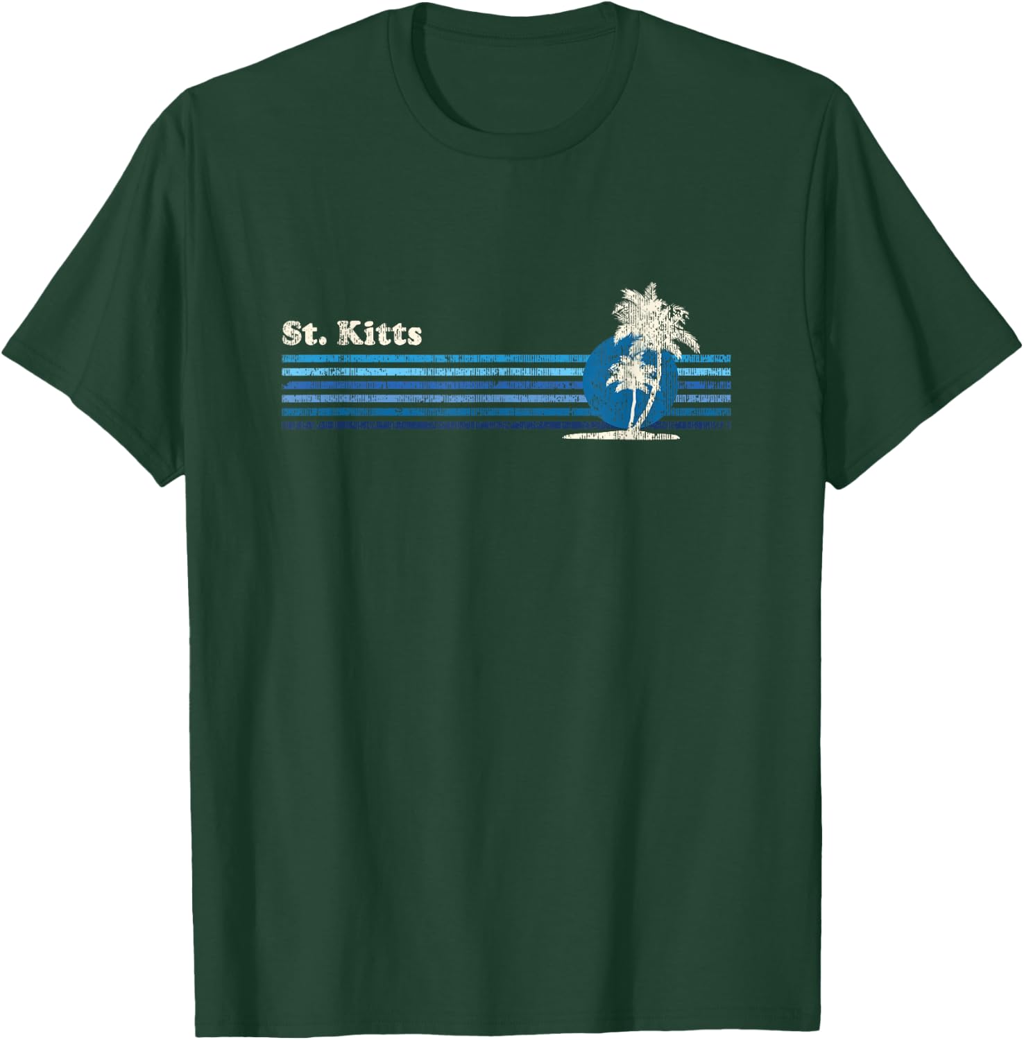 St. Kitts Vintage 80s Palm Trees Sunset T-Shirt - T-Shirt | Forest