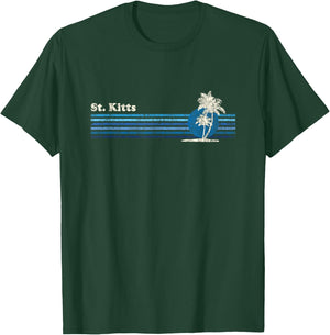 St. Kitts Vintage 80s Palm Trees Sunset T-Shirt - T-Shirt | Forest