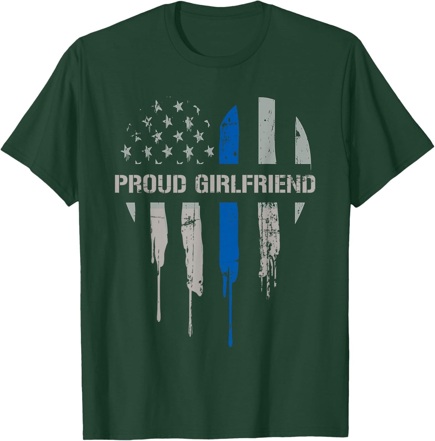 Proud Police Girlfriend Thin Blue Line Law Enforce Support T-Shirt - T-Shirt | Forest