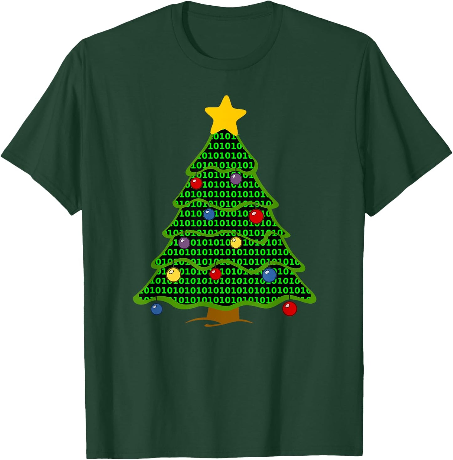 Nerdy Binary Code Christmas Tree computer geek gifts T-Shirt - T-Shirt | Forest