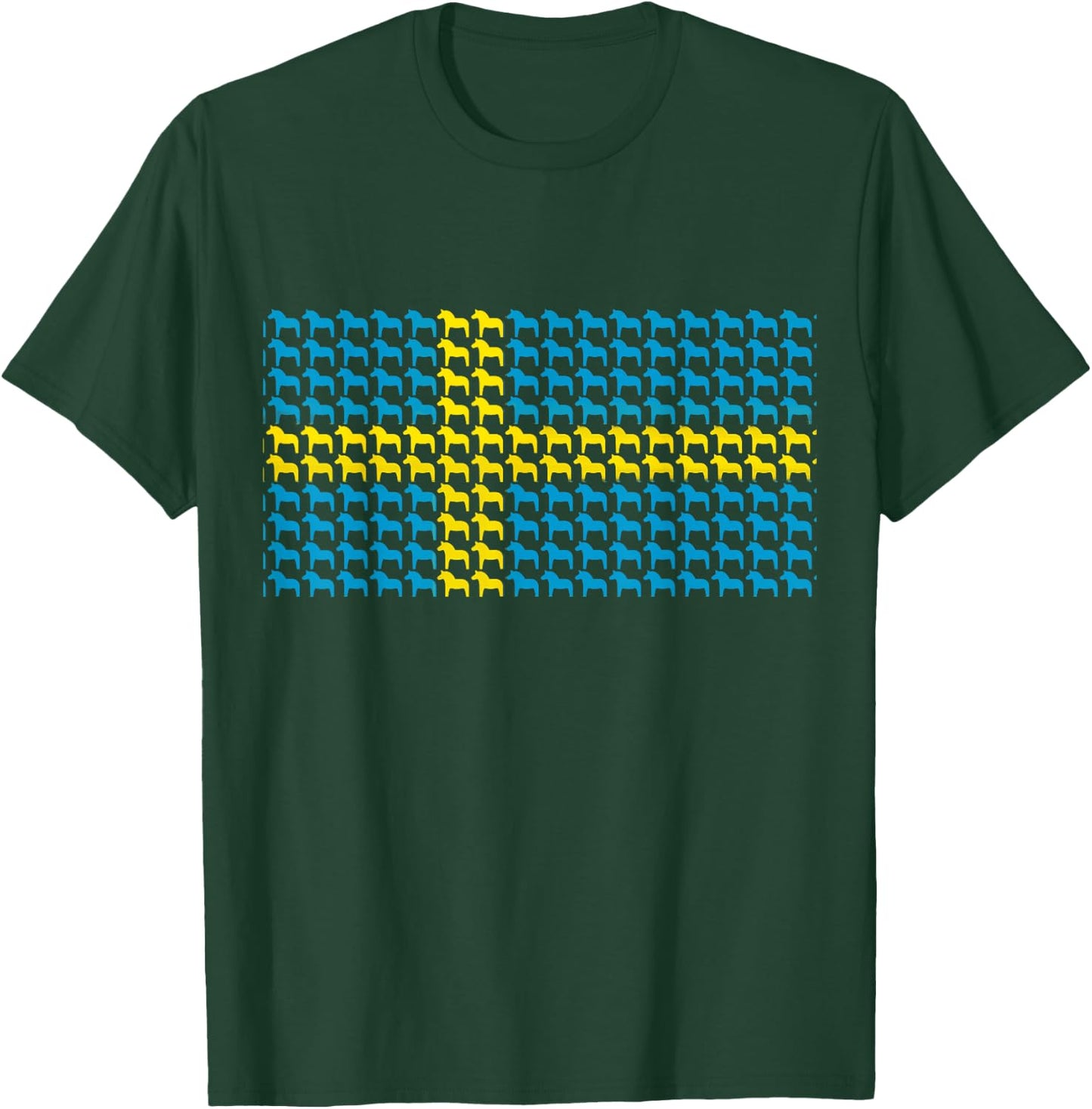 Swedish Flag Dala Horse Design Yellow and Blue T-Shirt - T-Shirt | Forest
