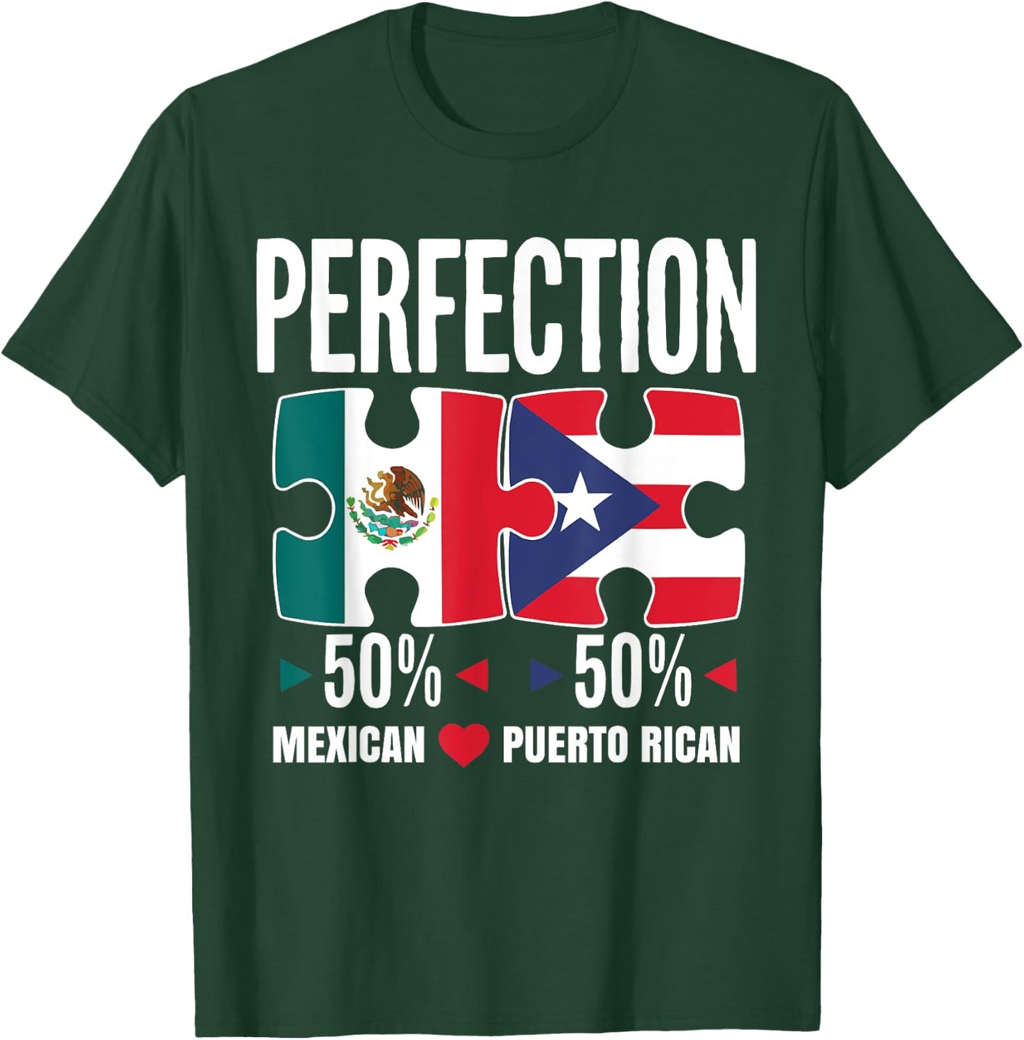 Half Mexican Half Puerto Rican Puerto Rico Flag Mexico T-Shirt - T-Shirt | Forest